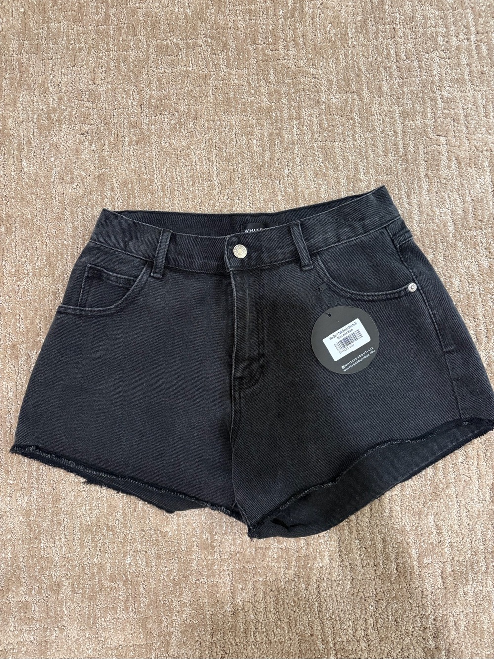 White Fox Black Denim Shorts